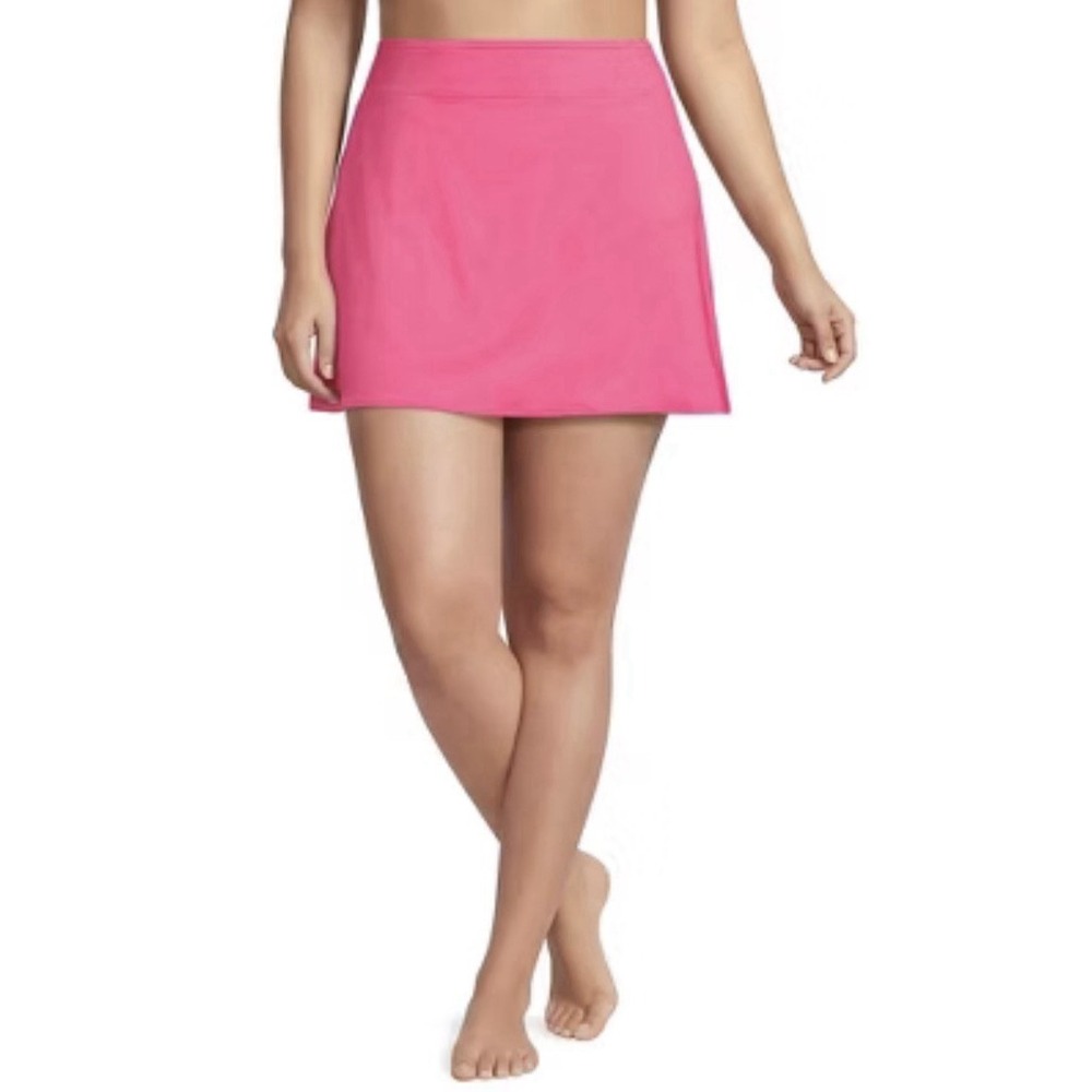 Lands'End Women  Active Swim Skort Skirt Golf Pink Sz M Sport Running Summer New